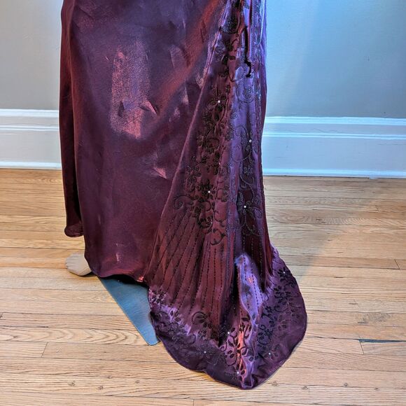 Vintage 90s Y2K Water Signs Prom Gown Maxi Dress Floral Glitter Whimsygoth 9/10 - Picture 10 of 14